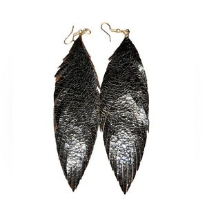 Faux leather feather style earring